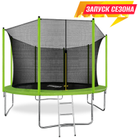 Батут 12FT с внутренней страховочной сеткой и лестницей light green (светло-зеленый), ARLAND