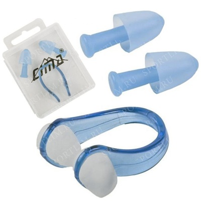 Комплект для плавания беруши и зажим для носа (синий) C33422-1